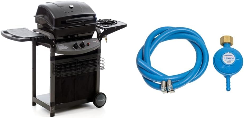 Barbecue a gas, Pi & ugrave, Nero, saporillo Barbecue, Sistema di Cottura a Pietra Lavica, sochef