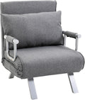 HOMCOM Poltrone relax et chaise longue, 65x69x80 cm, Divano Letto Singolo Pieghevole per Soggiorno e Salotto in Lino e Metallo, Grigio Chiaro