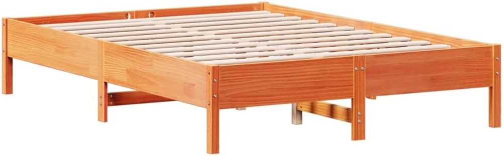 vidaXL Strutture letto, Letto Senza Materasso Marrone Cera 160x200 cm in Legno di Pino