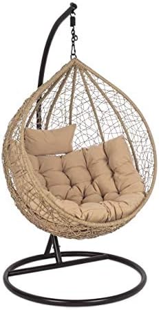 Bizzotto 2MM Sedia sospesa, Poltrona Sospesa Amirantes Con Cuscini Naturale Cod.0661731