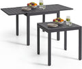 tectake Tavoli standard, 160 x 80 x 75 cm, Piano a Doghe, ® Tavolo da Esterno Allungabile in Alluminio, Tavolo da Pranzo 4-6 Persone - Grigio Scuro