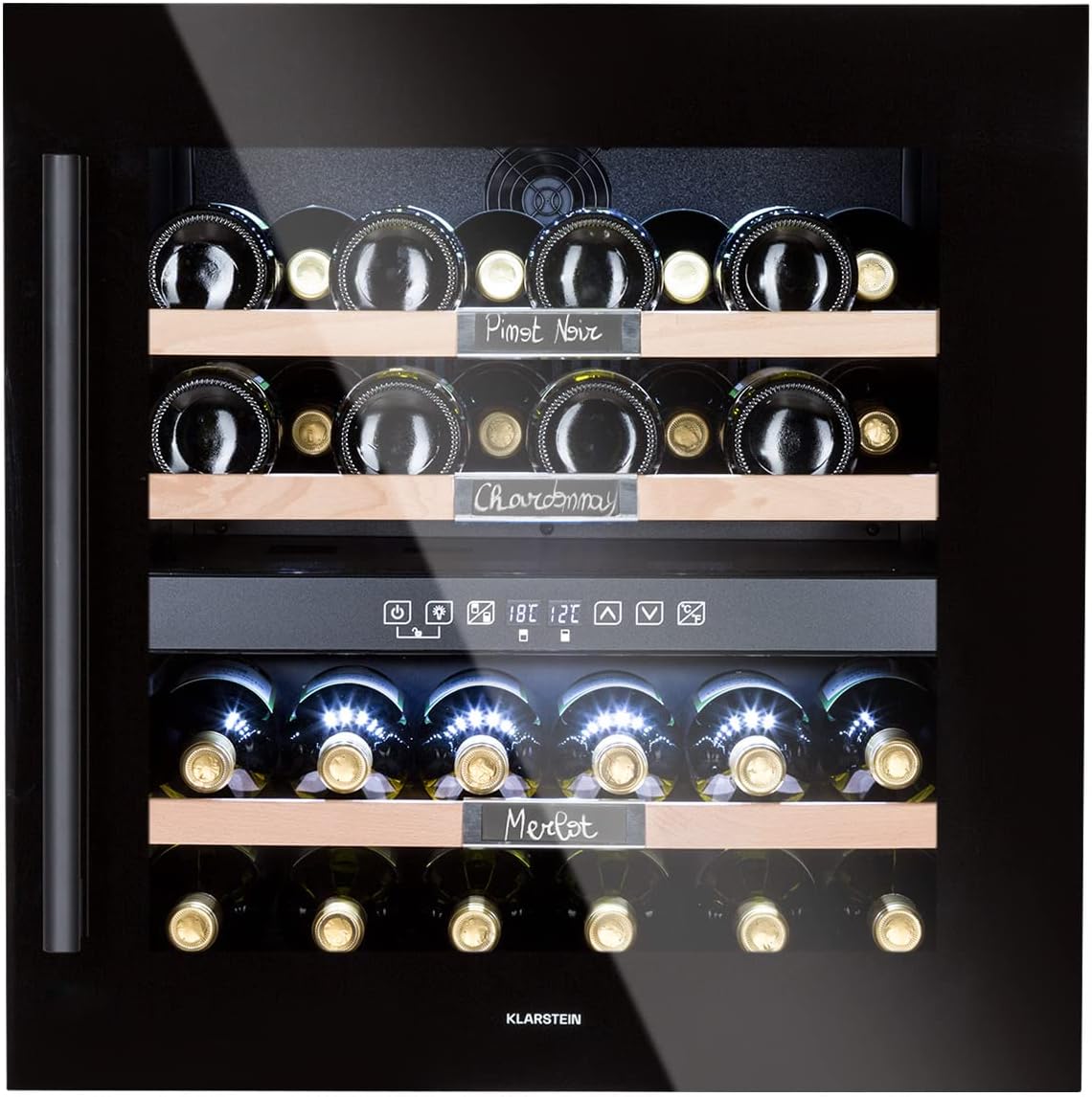 KLARSTEIN Cantine indipendenti, 5-22°C, 36 Bottiglie, Cantinetta Vino Design, Controlli Touch, Frigo Vino Cantinetta per Esterno, Interno