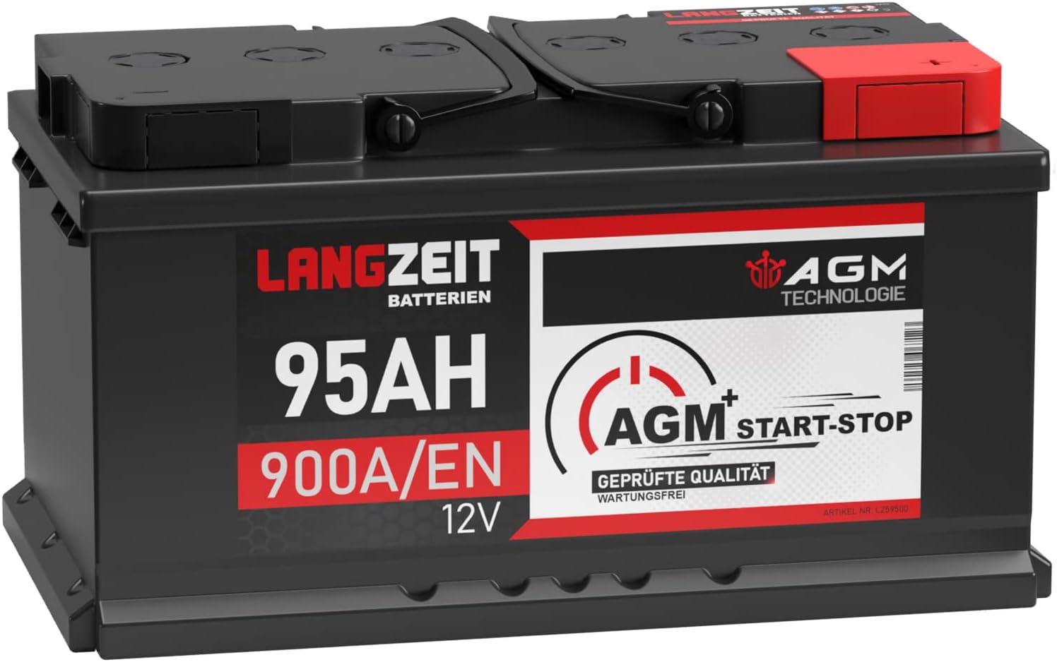 Batterie per auto, LANGZEIT batteria auto 95 Ah 12 V AGM start e stop, LANGZEIT Batterien 900A