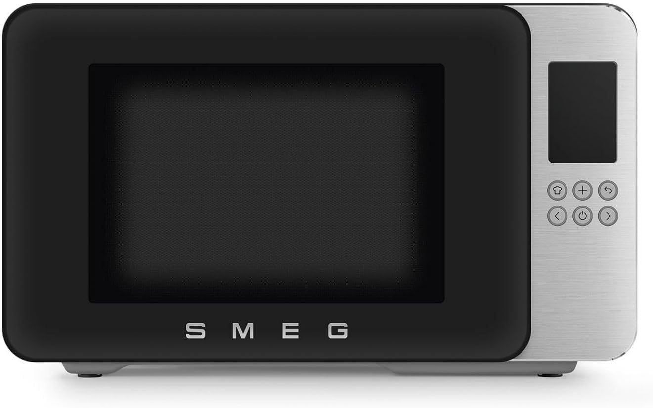 Smeg MOC01BLMEU Forno a microonde, 4 Funzioni e 18 Programmi Automatici, con Grill, Tecnologia Inverter, Sistema di Chiusura Soft Close, Nero Opaco
