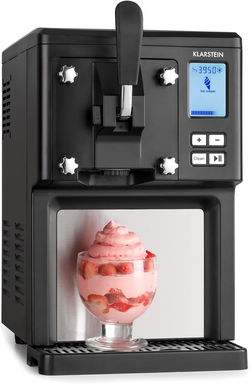 Macchine del gelato, funzione di mantenimento in freddo, 1,5 litri, timer digitale, nera, senza pre-congelamento, KLARSTEIN