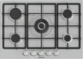 Piano cottura, 5 Zone di Cottura, a Gas, Bruciatore Wok Doppia Corona e Griglie in Ghisa, Accensione Integrata, Inox Anti Impronta, Hisense GM773XF