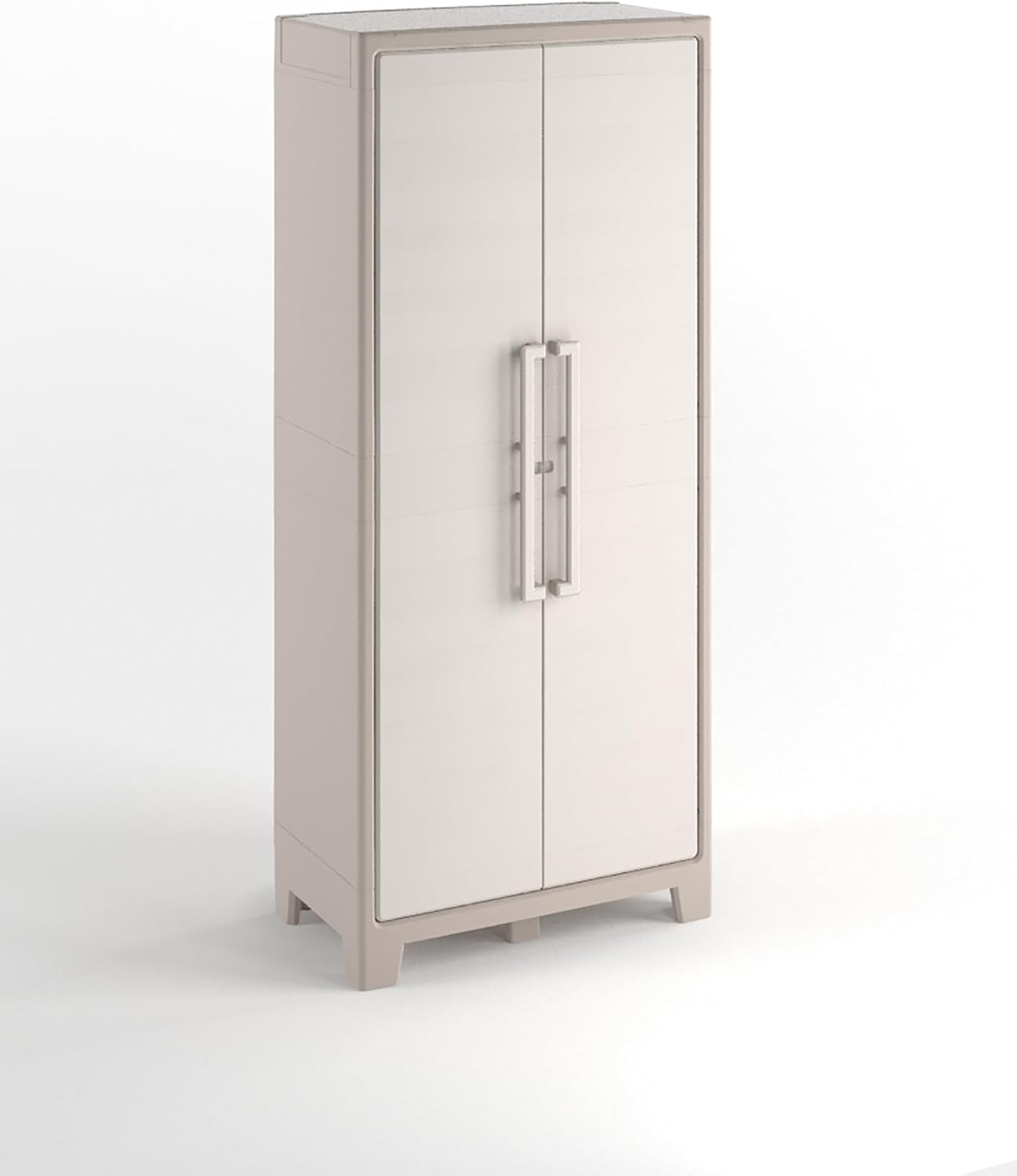 Keter Armadio, 8 Ripiani Pieghevoli, 80x44x182 H Cm, Portascope Gulliver, Sabbia, Beige, da Esterno, Ideale per Balcone e Giardino