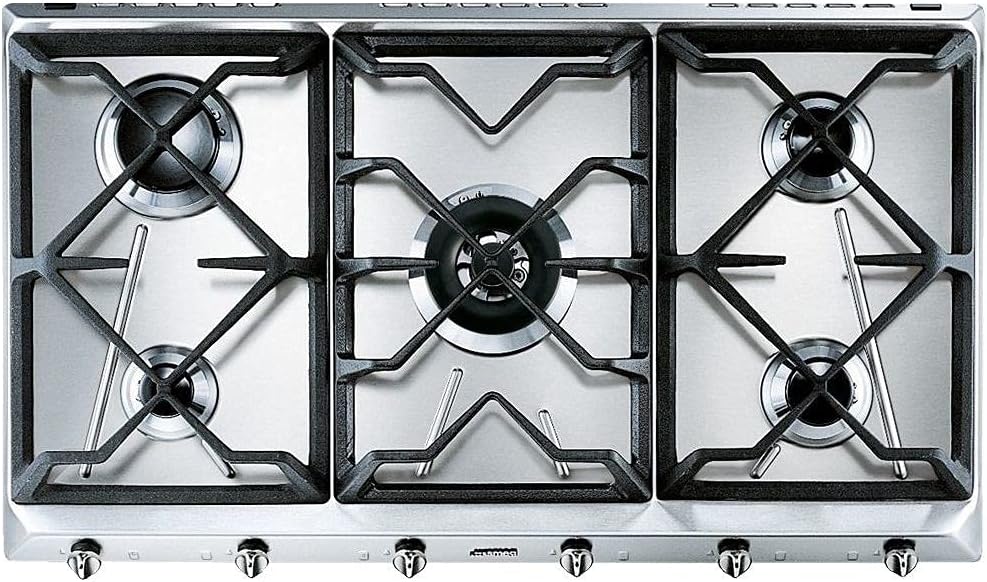 Piano cottura, a gas UNIVERSALE, Stainless steel, Smeg SRV596GH5