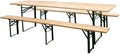 TATA LINDA Set mobili da giardino, Richiudibile, Ideale per Arredo da Esterno, Tavolo e Panche in Legno e Acciaio, Spessore Legno cm. 2.6