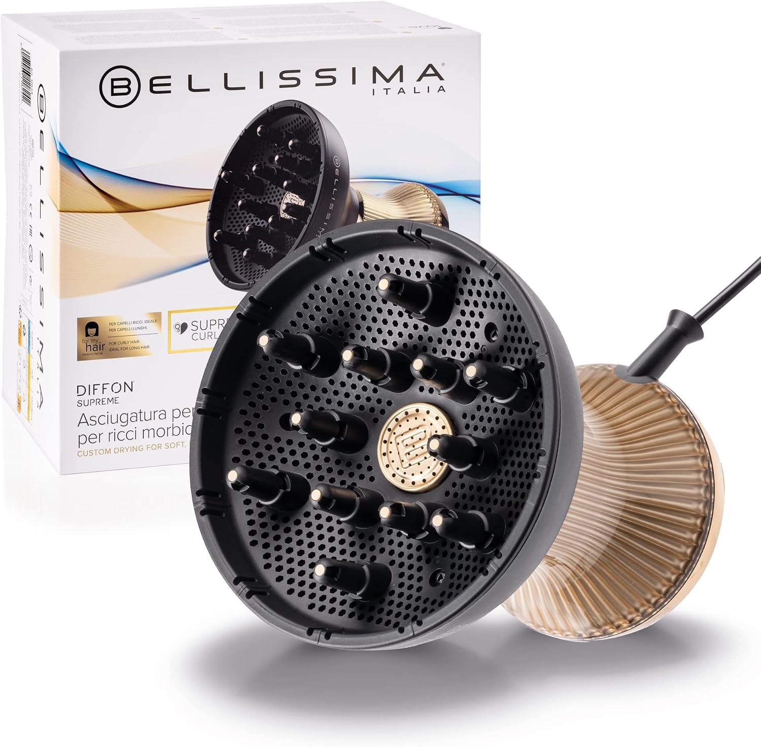 Asciugacapelli, 2 Velocità, Diffusore XL con 12 Dita, 3 Temperature, Imetec Diffon Supreme, Tecnologia Ceramica&Argan Oil, BELLISSIMA