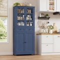 Credenza, Blu, Cucina, per Sala da Pranzo, Mobile Dispensa con 4 Ante e 2 Cassetti, Ufficio, Soggiorno, Moderno, HOCSOK 180H