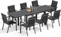 Set da pranzo, Grigio Scuro, 8 Persone Set Tavolo e Sedie Da Giardino In Alluminio, Set Da Giardino Esterno, Devoko 130-260CM
