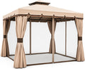 Gazebo, completo di 4 Zanzariere e 4 Teli Laterali (3 X 3 MT), da Giardino Struttura in Alluminio con Copertura Telo 400 gr, BAKAJI