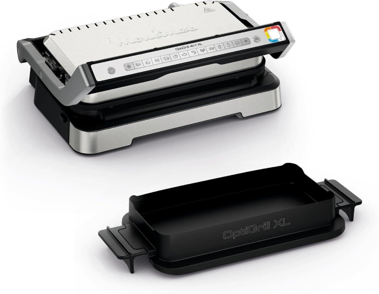 Piastre, Optigrill 4in1 XL, Capacità 6-8 Persone, Griglia Elettrica, Pasto Completo, Indicatore di Cottura, Antiaderenti, Moulinex GI784D