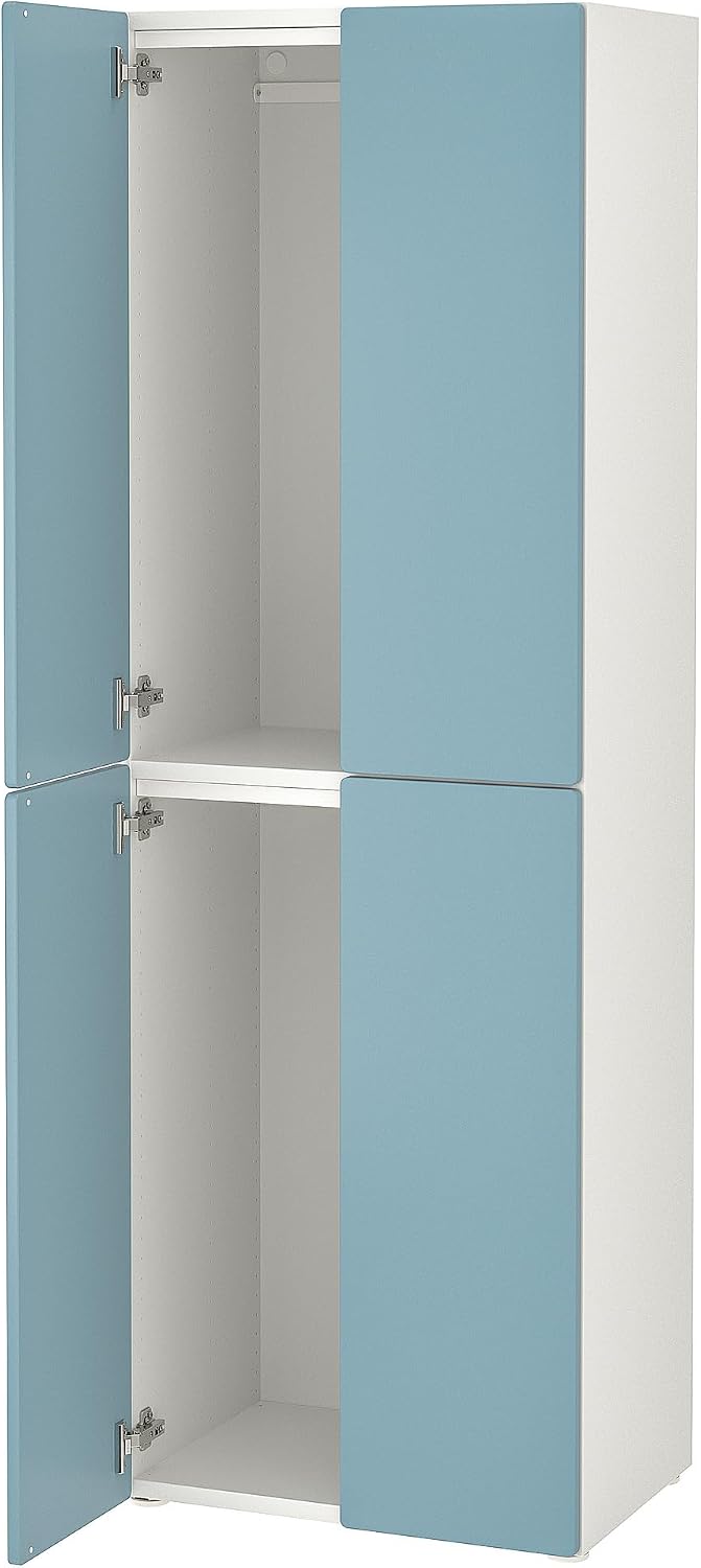 Armadio, blu, bianco, con 2 aste appendiabiti, 60x42x181 cm, PLATSA, SMÅSTAD Guardaroba, Protuning