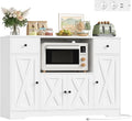 HOCSOK Credenza, Mobile Armadio Microonde con Presa di Corrente Porta USB, Buffet Mobile con Ripiani Regolabili, 120 cm Cucina, per Soggiorno, Bianco