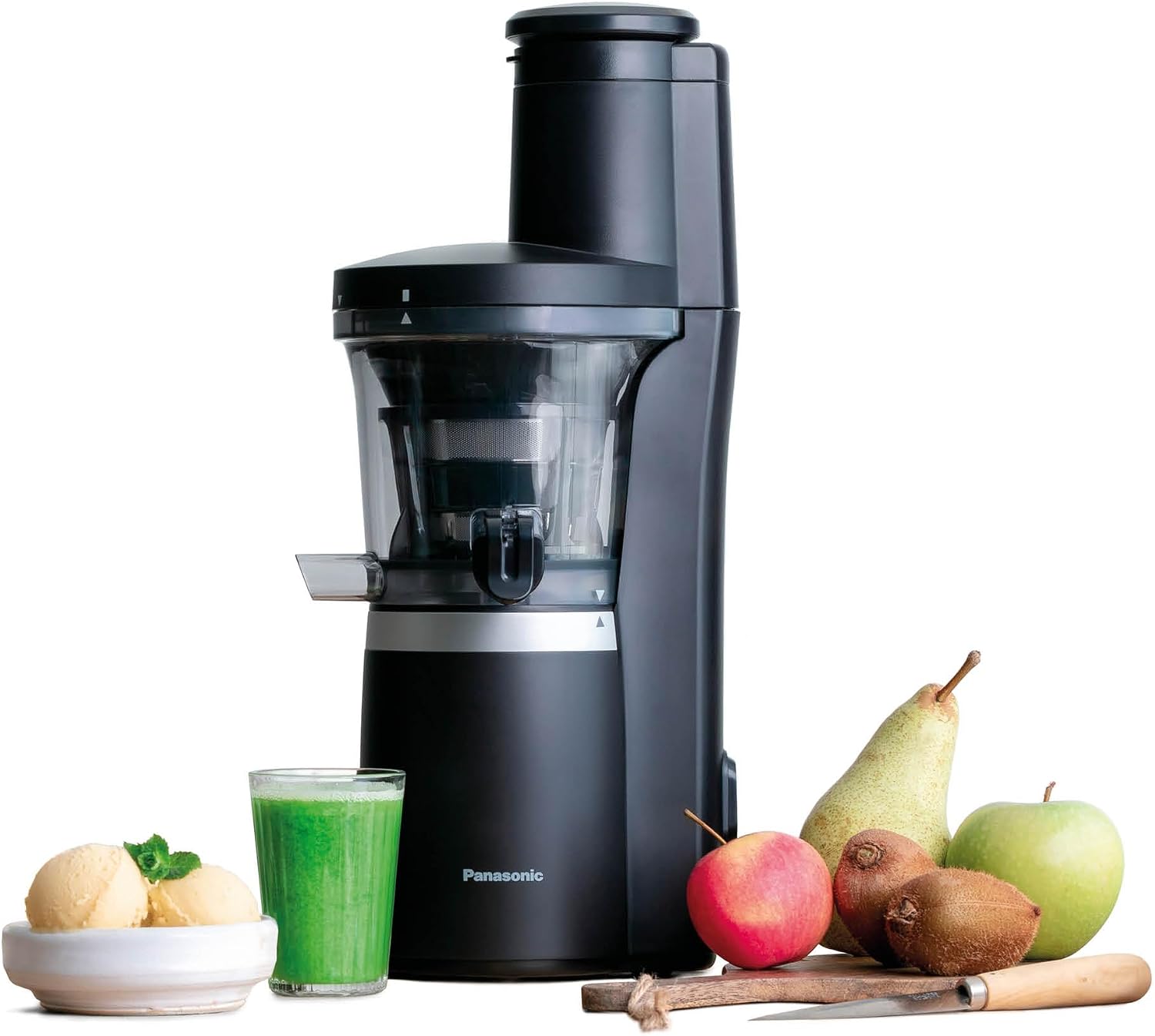 Panasonic MJ-L700KXE Estrattori succo albero singolo masticatori, Estrattore Elettrico, Slow Juicer, Spremitura di Frutta e Verdura Intera, Nero
