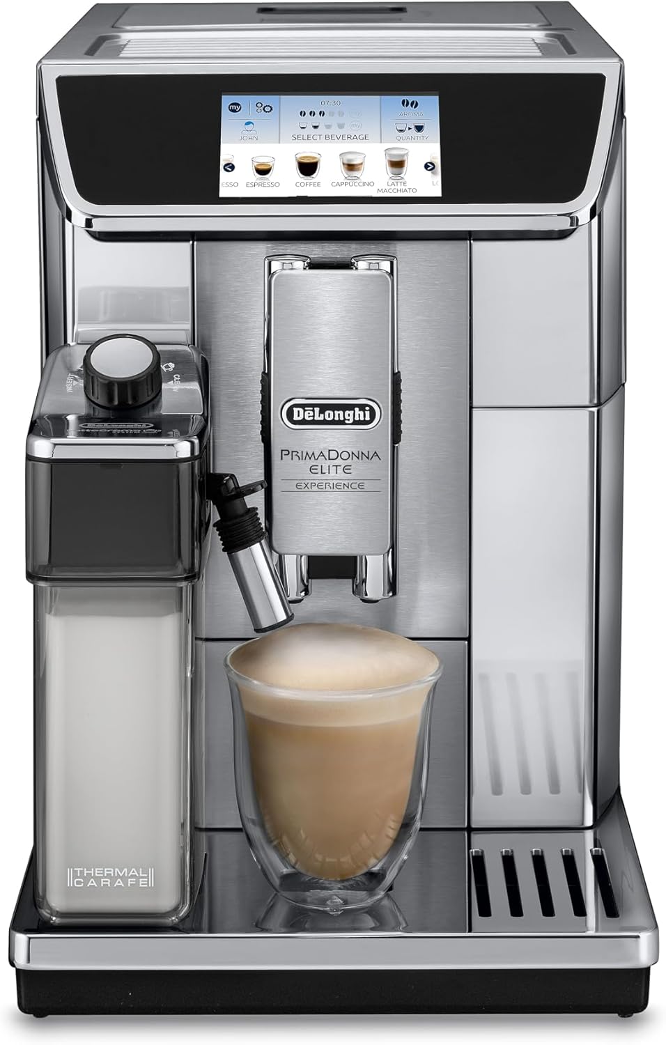 Macchina da caffè automatica, argento, 15 bar, 470 x 260 x 360 mm, touch screen a colori, pressione pompa, De'Longhi ECAM650