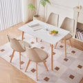HJhomeheart Set sala da pranzo, Soggiorno, Tavolo Rettangolare e 4 Sedie da Cucina in Stile Scandinavo, per Sala da Pranzo, Bianco+cachi