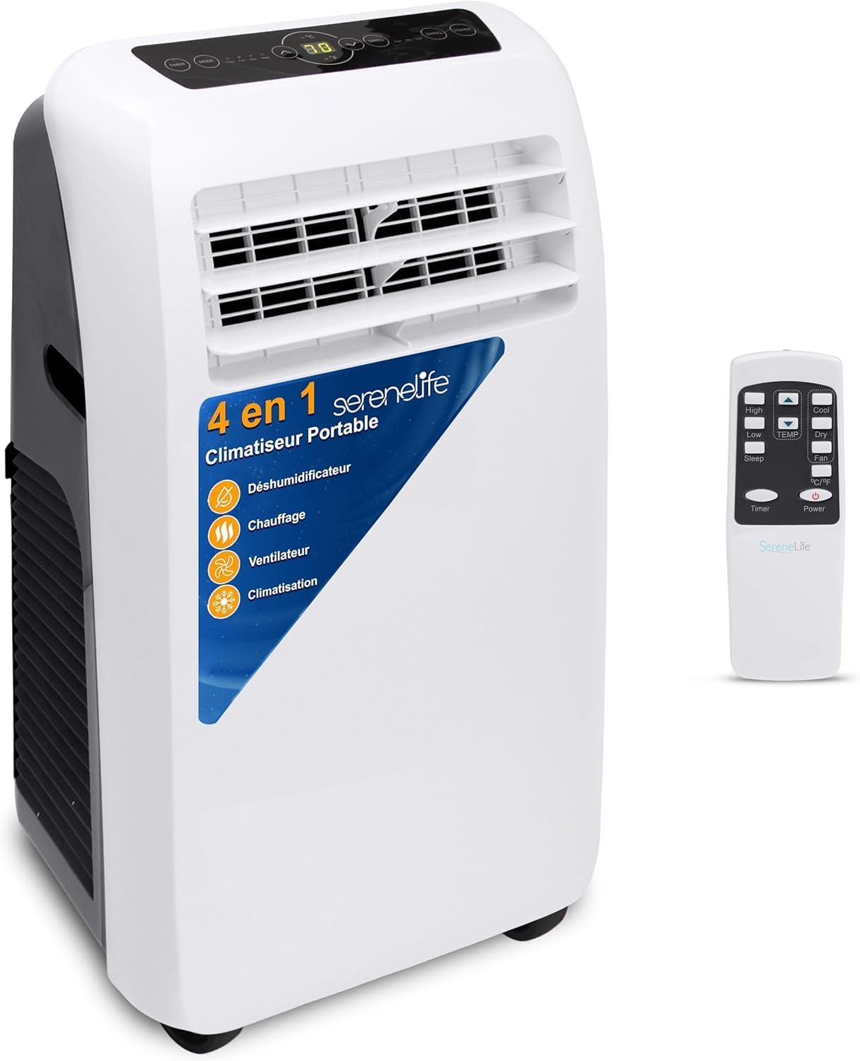 SereneLife Condizionatore portatile, Condizionatore Mobile 9000 BTU con Riscaldamento - Condizionatore Condizionatore Reversibile Portatile 4 in 1