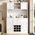 Mobili alti, Armadietto da cucina con ripiani regolabili e scaffale per vino, a buffet alto con 4 ante e 2 cassetti, armadietto a buffet, Soweiz