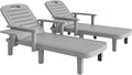 Lettino prendisole, Sdraio da Giardino in Polipropilene Impermeabile, 79x158x88 cm, Tavolino e Braccioli Ergonomici, Grigio Chiaro, Outsunny