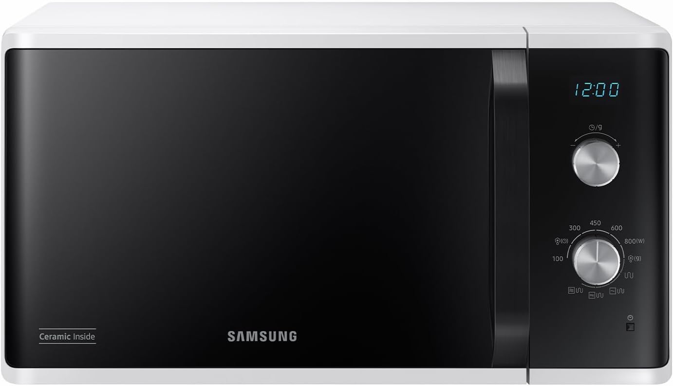 Forno a microonde, Microonde + Grill 800 W + 1100 W, 23 L, 49 L x 27,5h x 39p cm, a libera installazione, Dual Dial, AutoDefrost, Samsung MG23K3614AW