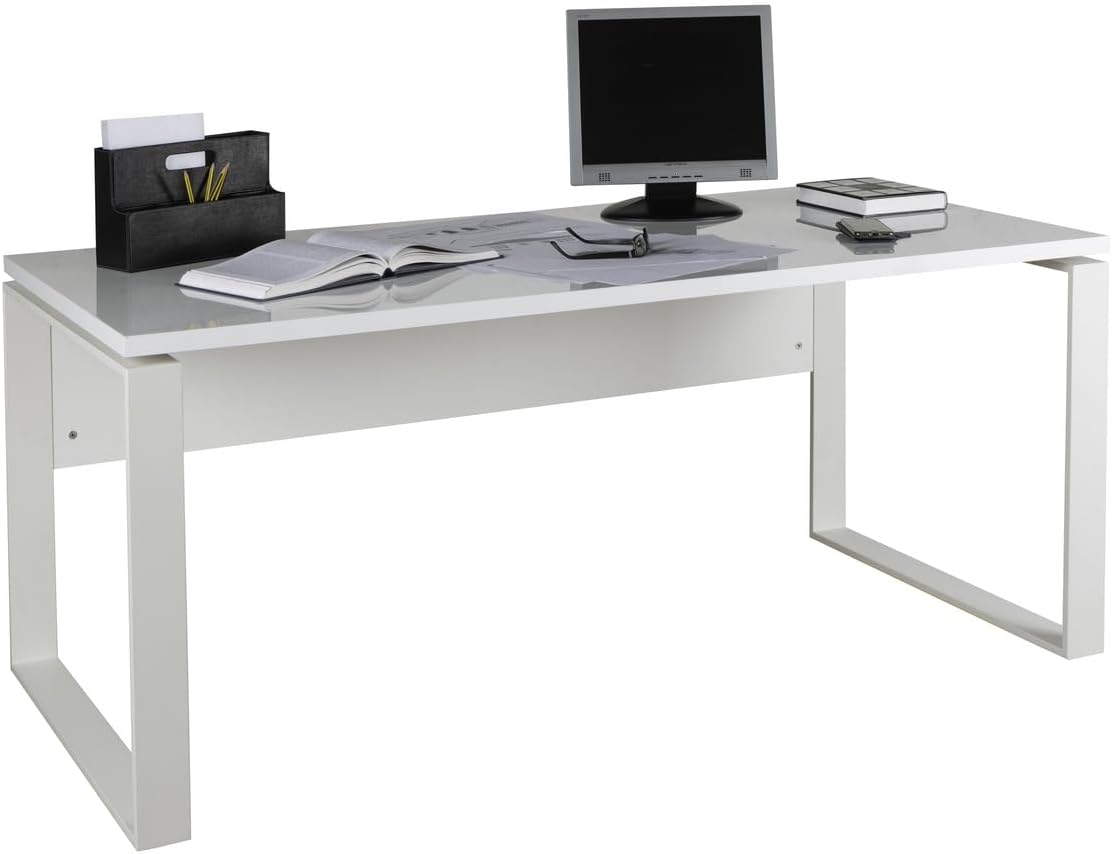 Composad Scrivanie, Scrivania della Linea DISEGNO con gambe in metallo, Scrivania PC Moderna, Studio, per Ufficio, Colore Bianco Laccato