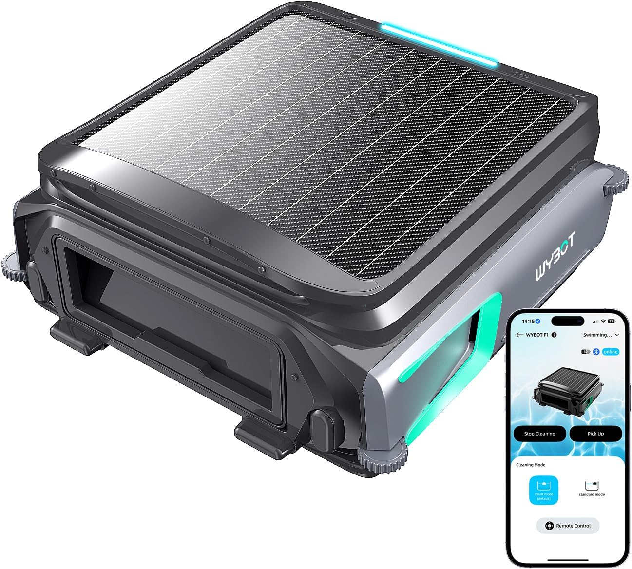 Aspiratori a mano, Controllo Tramite App, Pulisce La Superficie dell'Acqua, F1 Skimmer Piscina Fuori Terra Duale (Solare + Batteria), WYBOT