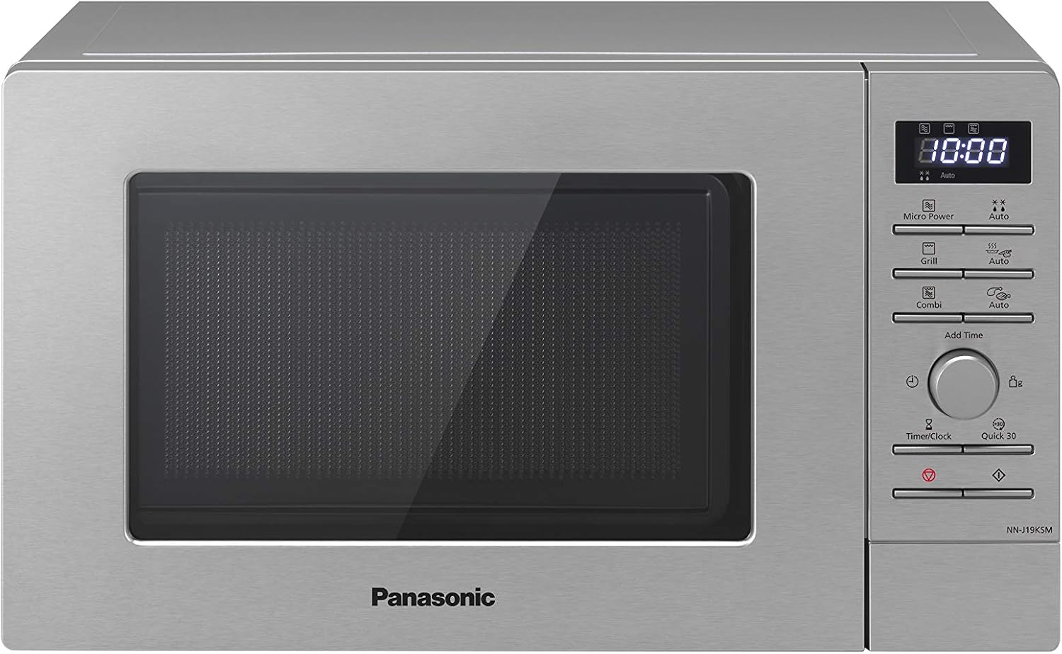 Forno a microonde, 20 Litri, 800 W, Grill 1000 W, 9 Programmi Automatici, Forno Microonde e Grill con Piatto Rotante, Argento, Panasonic NN-J19KSMEPG