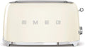 Smeg TSF02CREU Tostapane, Scongelamento e Bagel, Funzione Riscaldamento, Espulsione Automatica del Pane, Cassetto Raccoglibriciole, Panna, 2x4