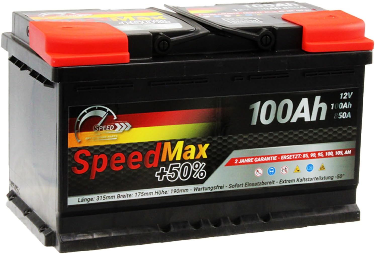 Batterie per auto, Batteria auto SPEED MAX 100 Ah 850A 12 V = FIamm 100 Ah DX+ Pronta all'uso, SMC L4100
