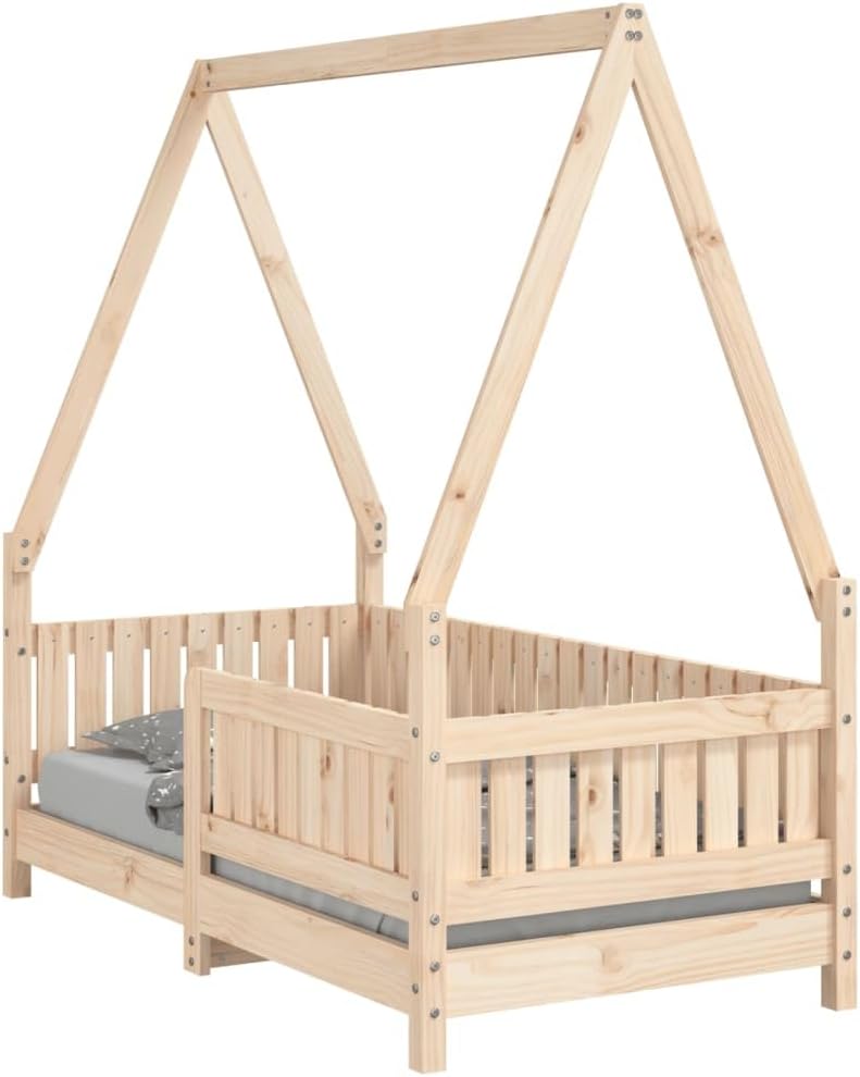 vidaXL Strutture letto, giroletto Bambini a casetta, Letto a casetta, Giroletto per Bambini 70x140 cm in Legno Massello di Pino
